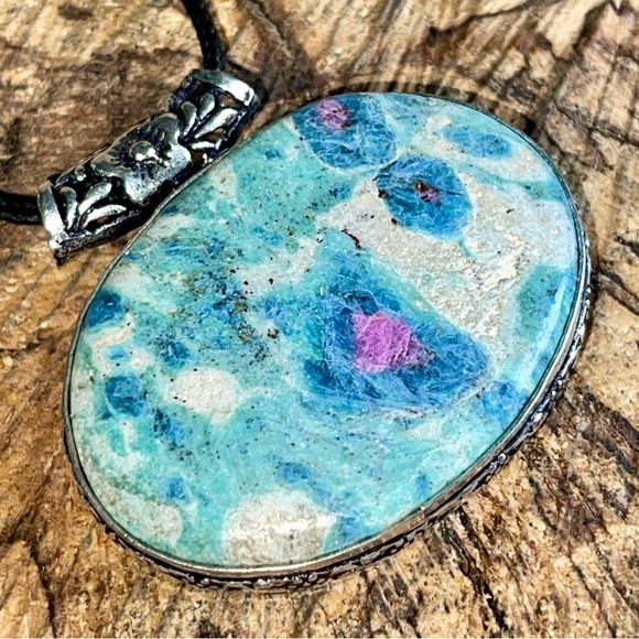 Corundum Ruby Fuchsite Pendant 1 1/2”x 1 7/8” - Picture 8 of 14